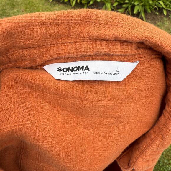 Sonoma | Large Terracotta Orange Button Up Short Sleeve Women’s Top Warm Autumn - Picture 6 of 8